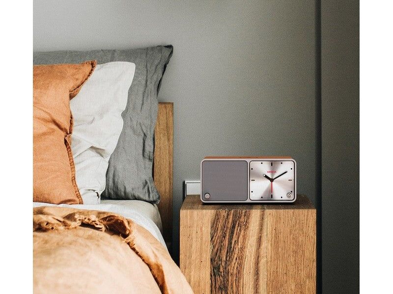 Geneva TIME Bluetooth Speaker Analog Alarm Clock with Charging Station Cognac - Image 2