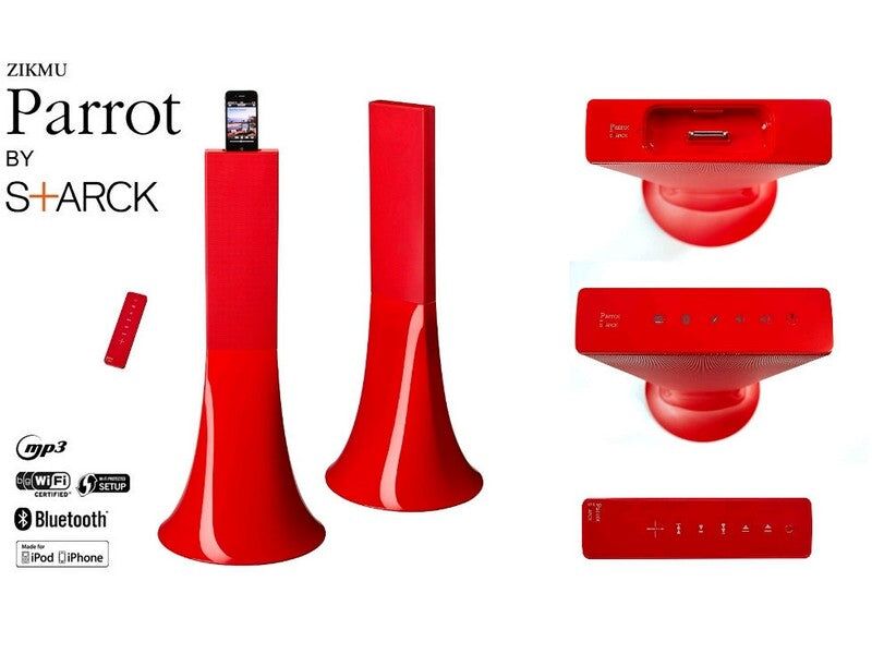 Klapp Audio Visual Parrot Zikmu by Philippe Starck Wireless Stereo Speakers Red