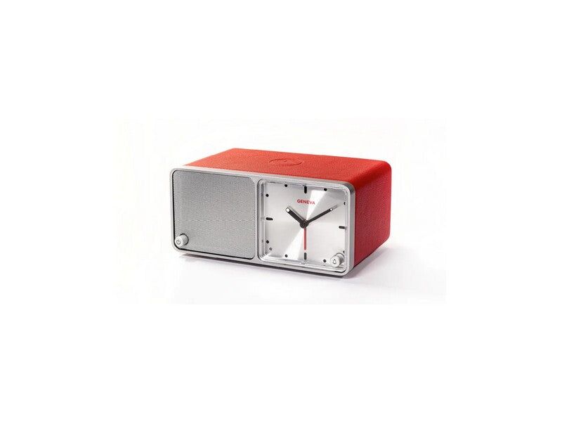 Geneva TIME Bluetooth Speaker Analog Alarm Clock with Charging Station Red