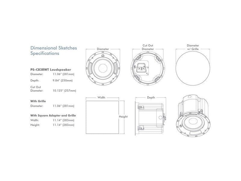 Sonance PS-C83RWT 8" Woofer In-ceiling Single Speaker Professional Series White - Image 3